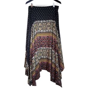 XL American Eagle boho handkerchief skirt black multi
